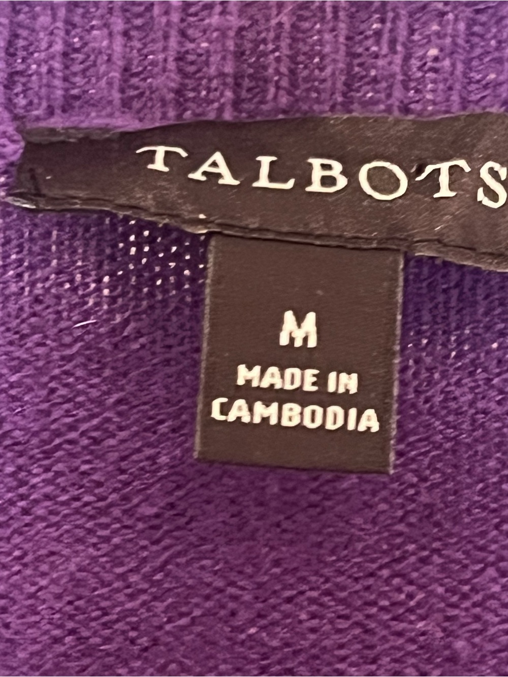 Talbots Women's Purple Ruffle-Trim Crew Neck Sweater Cotton/Wool Blend Fall Sz M - Picture 3 of 4